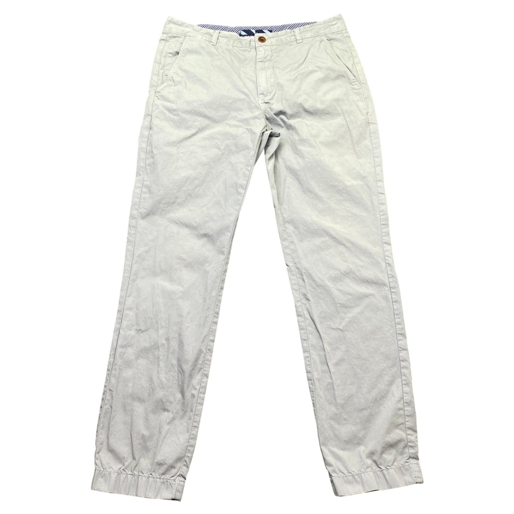 Brooks Brothers Red Fleece Mens Sz 32 Gray Cotton Chino Pants Gingham Trim